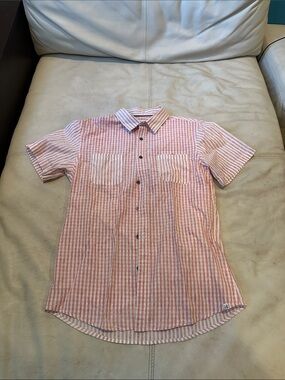 Sovereign Code Pink & White Striped Short Sleeve Button-Down Shirt